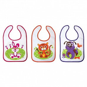 Набор из 3 больших слюнявчиков на липучке, от 0 мес., текстиль (Lubby, 14072/72/12)